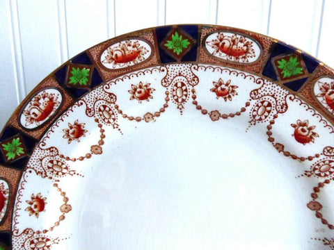 Antique 1890s Imari 10 Inch Dinner Plate England Swags Gold Colclough