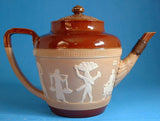 Royal Doulton Egyptian Revival Teapot Edwardian Lambeth 1890s Spout Repair Make Do