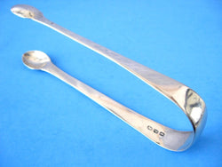 Sterling Silver Sugar Tongs English Hallmarks London 1810 Classic Georgian Spoon Ends