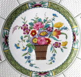 Wedgwood Pearl Ware Plate Hand Colored Flower Basket 1890s Victorian