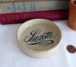 Antique English Luxette Advertising Dish Crock Victorian Era Soap Dish Coaster
