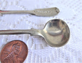 Pair Silver Master Open Salt Spoon Fiddle Pattern Silverplate Victorian 1890s London