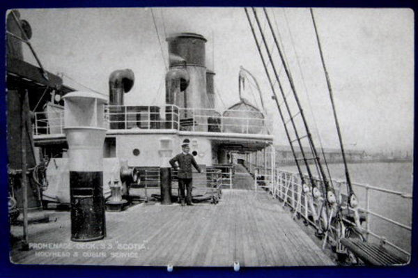 Steamship Postcard Real Photo L&NW RR Promenade Deck SS Scotia Royal Mail 1880s