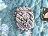 Victorian Silver Stamp Case Antique Chatelaine Watch Fob Sterling Silver Pendant USA