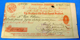 Original Victorian Bank Check Cheque Bradford England 1894 N Bierley Board