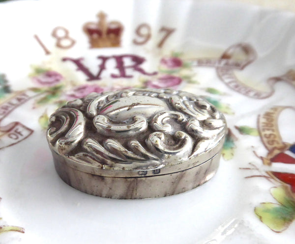 Hallmarked Sterling Silver Box Pill Box English 1898 Victorian Adie Lovekin