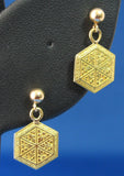 Earrings Solid 14kt Gold Engraved From Antique Cufflink 14kt Gold Posts