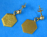 Earrings Solid 14kt Gold Engraved From Antique Cufflink 14kt Gold Posts