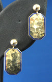 Edwardian Earrings Solid 14kt Gold Hand Hammered 1900-1910 Cufflink Blue Enamel
