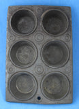 Tin Muffin Pan 6 Small Cups English Circa 1900 Edwardian Gem Pan Baking Pan