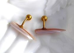 Edwardian Cuff Links Mother Of Pearl Bar Spar Ball And Post Back 1900 Antique Gold Filled