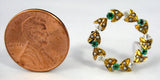 Edwardian Brooch Pin 9kt Gold Wreath Diamonds Emeralds Pearls Hand Made 1900