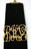 Edwardian Pocket Watch Fob Black Ribbon Fancy Initials Art Nouveau 1900