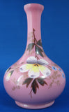 Edwardian Cased Art Glass Vase Hand Painted 1900 Blown Glass Pink Tea Leaf England