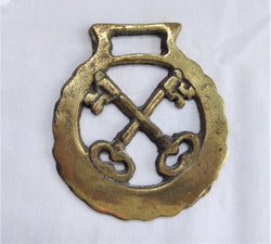 Crossed Keys Edwardian Horse Brass England 1900 Harness Ornament
