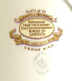 Cedar Bird Plate Audubon Luncheon Meakin England 1920s Garden Bird