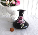 Shelley England China Pink Carnations On Black Vase Art Deco 1910s Carnations 3.5 Inch