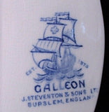 Marine Landscape Plate Blue Transferware Galleon Steventon 1910s Sailing Ship