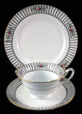 Shelley England Milton Shape Cup Saucer And Plate Roses Stripes 1915