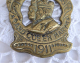 King George V Queen Mary Horse Brass Crowned 1911 Harness Ornament Royalty