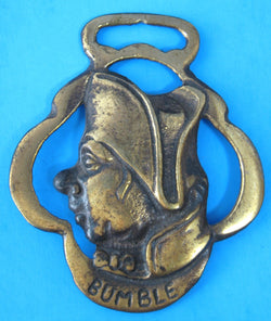 Antique Horse Brass Mr. Bumble Dickens England Pub Brass 1912-1920