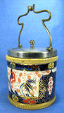 Imari Biscuit Barrel Cookie Jar Gold Overlay Cobalt Blue 1915-1918