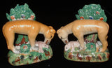 Staffordshire Dog Pair Hounds Ceramic Hand Painted 1920s Nostalgic Decor