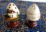 Mottware Salt And Pepper Torquay Devon Motto Egg Shape 1920s
