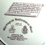 Mulberry Transferware Plate Pioneer Museum Blue Licks KY Adams Jonroth 1920s