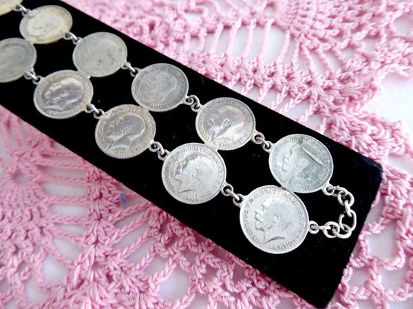 Silver Coin Bracelet Coins King George V Silver Threepenny Bits 1915-1935 England