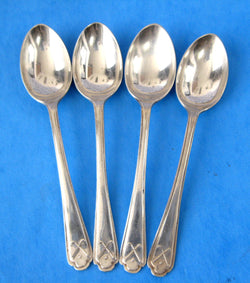 Sterling Silver Coffee Spoons Art Deco 4 Sterling Teaspoons Golf Symbols England