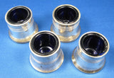 English Salt Dips 4 Art Deco Silver And Cobalt Blue Glass Liners Open Salts 1920-1930s