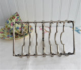 English 1930s Toast Rack Gothic Arch Silverplate Letter Holder Ball Feet Napkins Cutlery