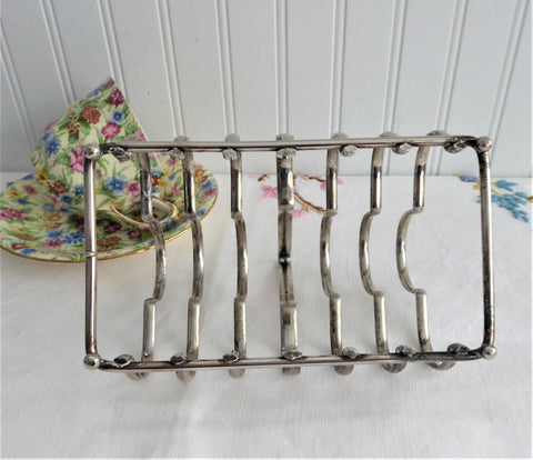 1920s vintage Germany china toast rack or letter holder, white porcelain w/  gold