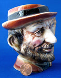 English Character Jug Bearded Man With Cane 1930s Hand Painted Toby Jug Hobo