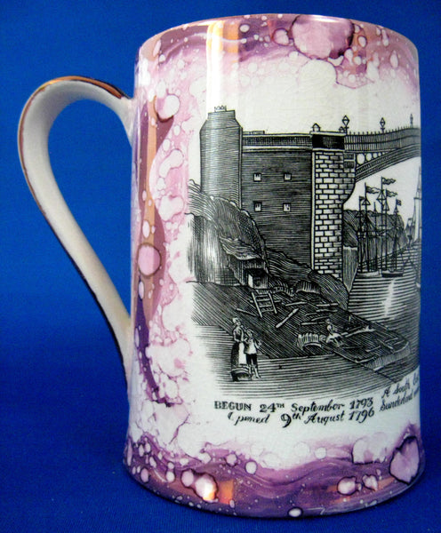 Purple Luster Tankard Iron Bridge Engraving Grays 1930s Sunderland Luster