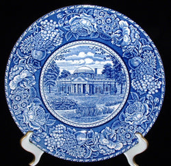 Blue Transferware Dinner Plate Monticello Ridgways 1930s England 9.75 Inches
