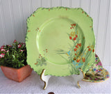 Royal Winton Grimwades Iris Square Dinner Plate 1930s Hand Painted Green