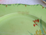 Royal Winton Grimwades Iris Square Dinner Plate 1930s Hand Painted Green