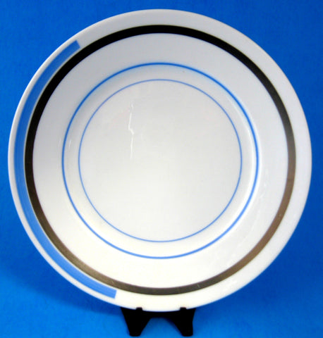 Shelley Eve Salad Plate Blue And Silver Bands Art Deco 1930s 7 Inches
