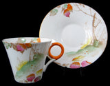 Shelley China Deco Trees Leaves Regent Cup And Saucer Demi