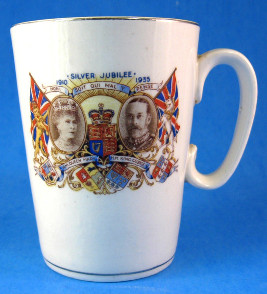 Tall Mug King George V Queen Mary England Silver Jubilee 1935 Royal Memorabilia