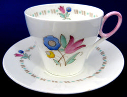 Shelley Cup And Saucer Bell Flower Art Deco Oxford 1935-1940s Pink Blue