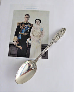 King George VI Queen Elizabeth Silver Spoon USA Visit 1939 Souvenir Fancy