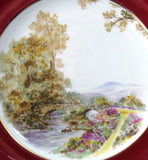 Shelley Heather Dinner Plate Gainsborough Maroon Henley 10.75 Inch Gold Overlay