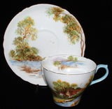 Shelley England Cup And Saucer Old Mill New Cambridge 1949-1966