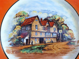 Vintage 1940s Empire Ware English Village Pub Cake Plate Cake Server Orange Border