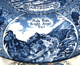 Grand Canyon Souvenir Blue Transferware 1940s Plate Ironstone Myott Bright Angel