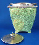 Art Deco Gold Green Brama Chintz Biscuit Barrel Fancy 1940s