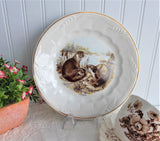Otters Plate Luncheon White Wheat Embossed Ironstone England 1940s Weatherby
